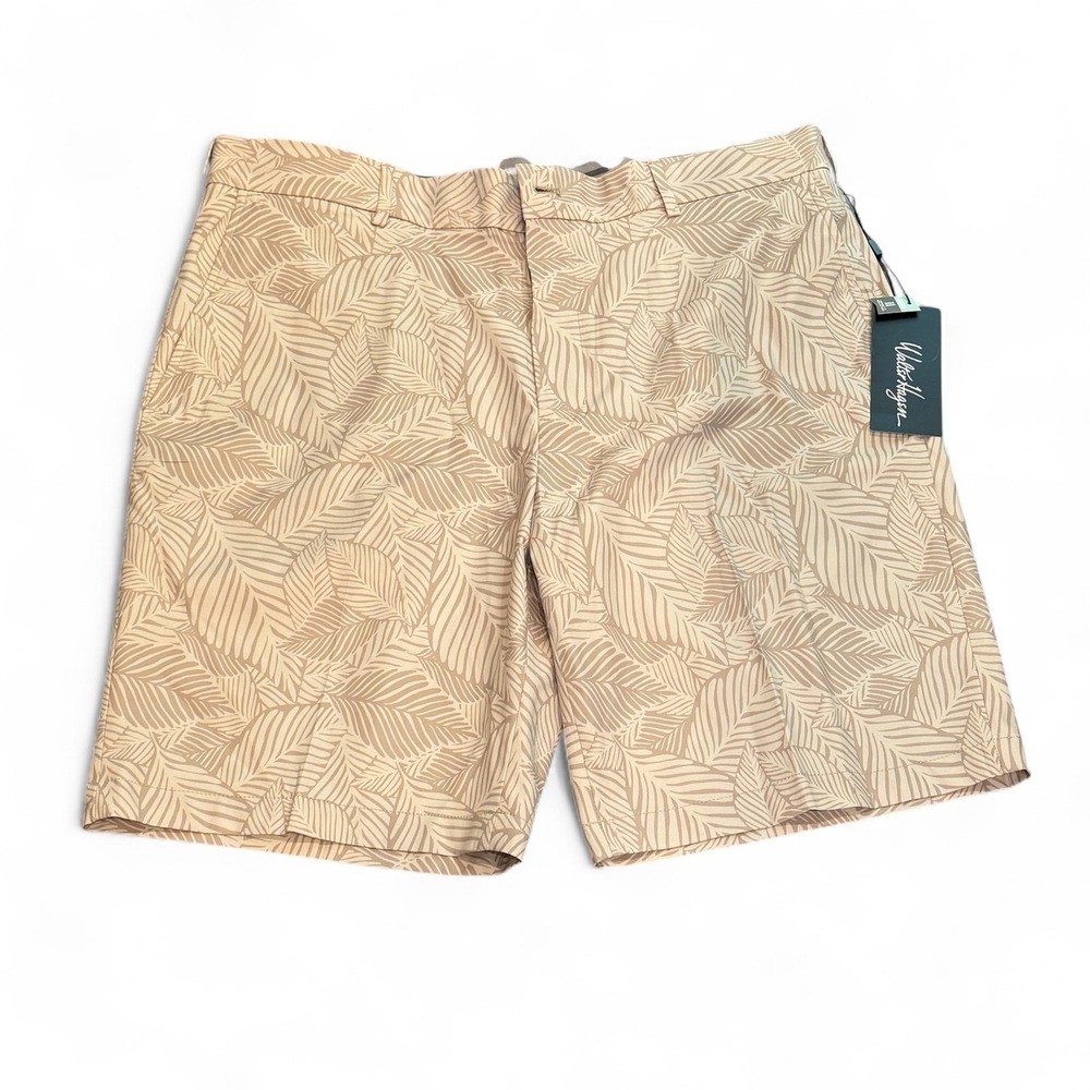 Walter Hagen Perfect 11 Mens 38 Golf Shorts Leaves Light Khaki Palm Print NEW